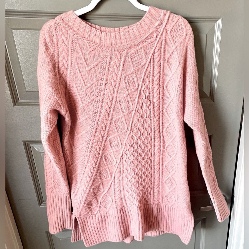 J Crew Wool Blend Cable Knit Patchwork Tunic Swea… - image 5